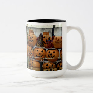 Halloween/höst mug med pumpa och frostad design Två-Tonad mugg