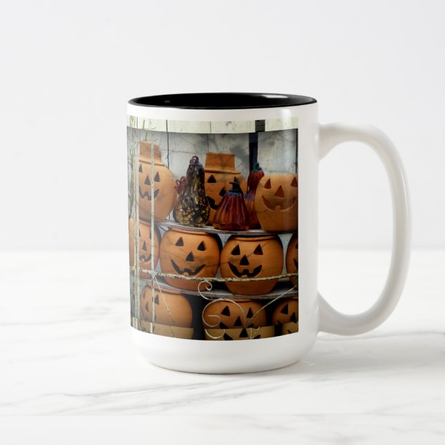 Halloween/höst mug med pumpa och frostad design Två-Tonad mugg (Höger)