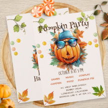 Halloween Höst Pumpa Födelsedagsfest Inbjudan