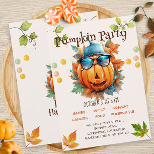 Halloween Höst Pumpa Födelsedagsfest Inbjudan