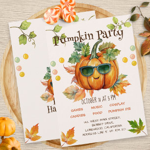 Halloween Höst Pumpa Födelsedagsfest Inbjudan