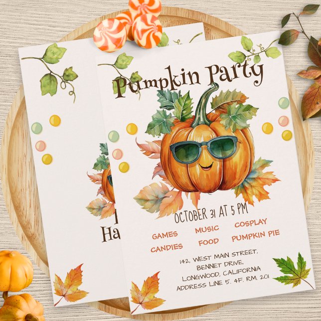 Halloween Höst Pumpa Födelsedagsfest Inbjudan (Skapare uppladdad)