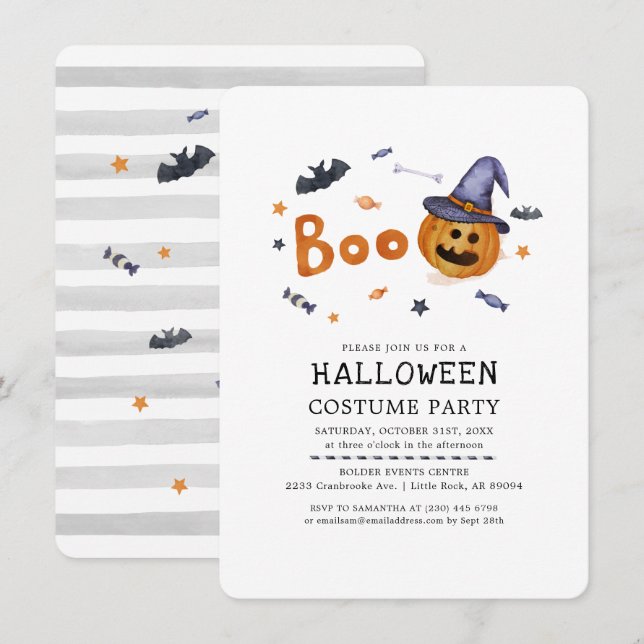 Halloween Höst Pumpa Kostymfest Inbjudningar (Fram/baksida)
