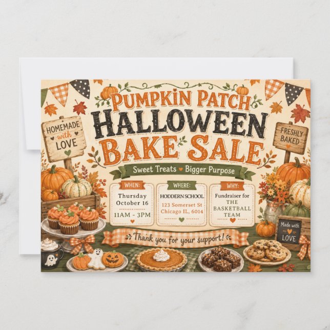 Halloween Höst Pumpa Patch Bakförsäljning Inbjudningar (Framsida)