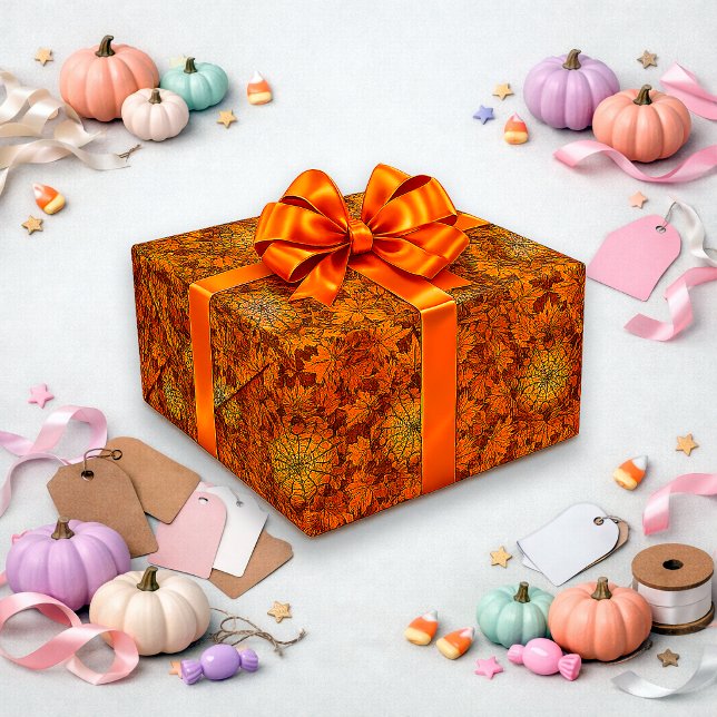 Halloween Höstbladsmönsterdesign Presentpapper (Skapare uppladdad)