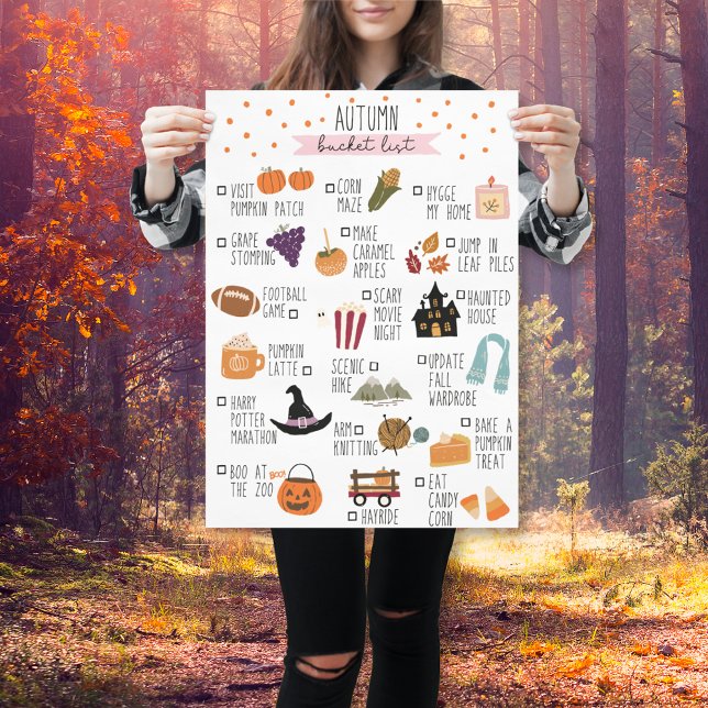 Halloween-höstbuffertlista | Fall inslag Poster (Halloween Autumn Bucket list | Fall elements Poster)
