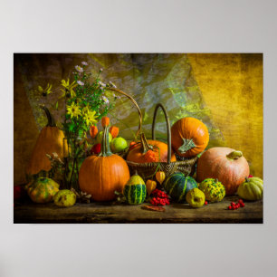 Halloween-höstfällning Pumpkin-inställning Bord Poster