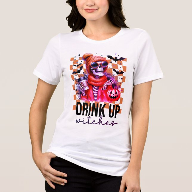 Halloween Höstfest Skelett Kaffe T Shirt (Framsida)