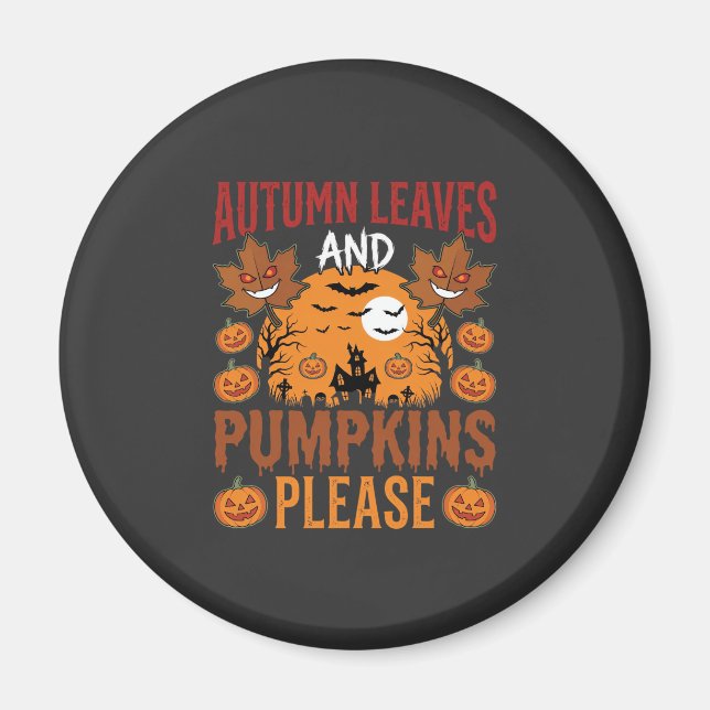 Halloween höstlöv och pumpor spöklik vektor magnet (Framsidan)
