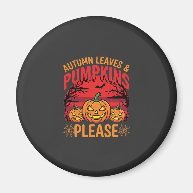 Halloween Höstlöv och pumpor Vänligen design Magnet (Framsidan)