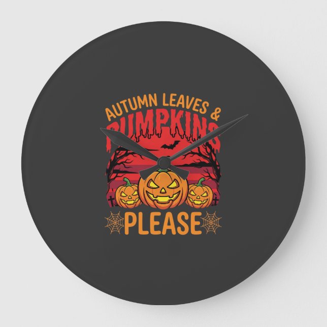 Halloween Höstlöv och pumpor vänligen utforma Stor Klocka (Framsida)