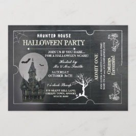 Halloween House Party Inbjudan Horror Chalk Biljet