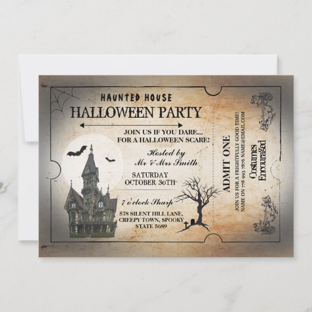 Halloween House Party Inbjudan Horror Spooky Bilje (Framsida)