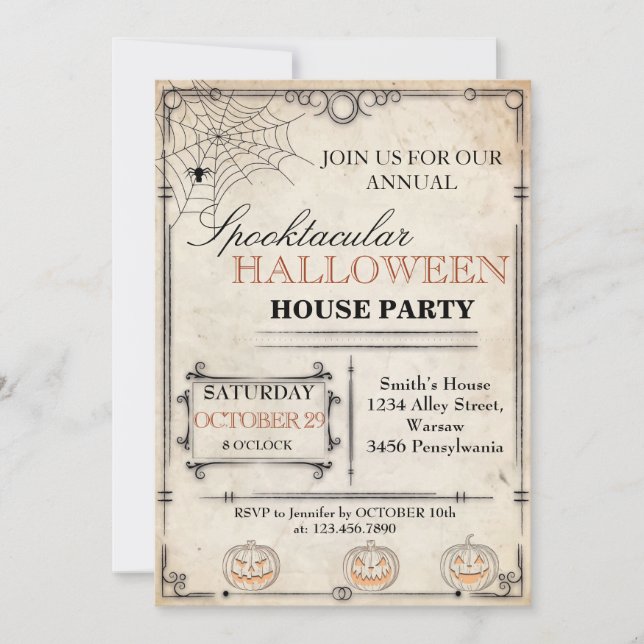 Halloween House Party-inbjudan Inbjudningar (Framsida)
