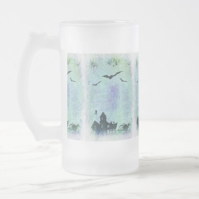 Halloween House | Spindlar + Fladdermus! Frostat Ölglas (Vänster)