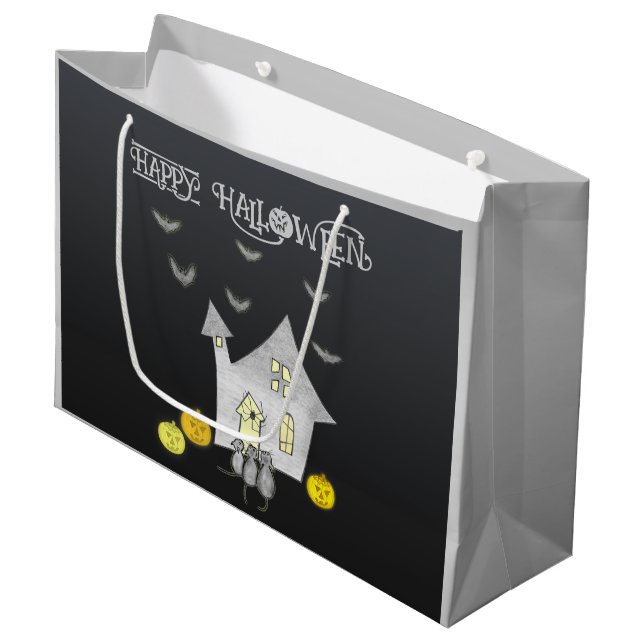 Halloween House, Svarta katter, Fladdermus, Pumpki (Framsidan Vinklad)