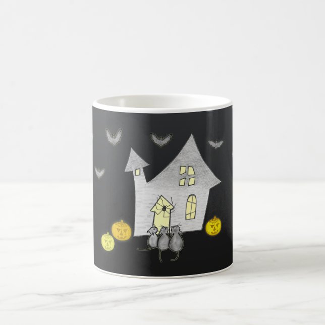 Halloween House, Svarta katter, Fladdermus, Pumpki Kaffemugg (Center)