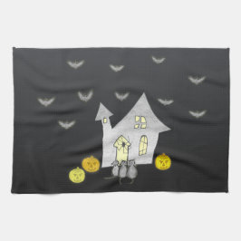Halloween House, Svarta katter, Fladdermus, Pumpki Kökshandduk