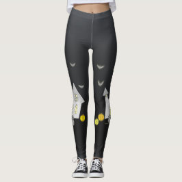 Halloween House, Svarta katter, Fladdermus, Pumpki Leggings