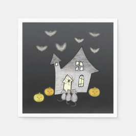 Halloween House, Svarta katter, Fladdermus, Pumpki Pappersservett