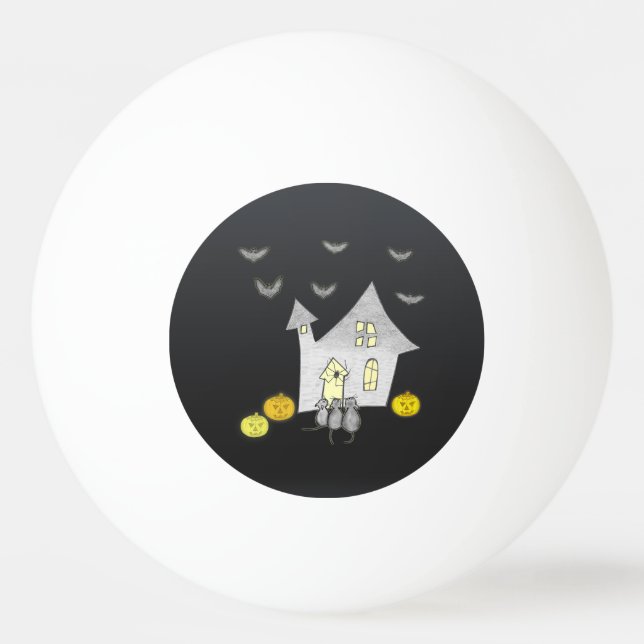 Halloween House, Svarta katter, Fladdermus, Pumpki Pingisboll (Framsidan)