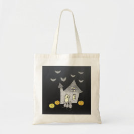 Halloween House, Svarta katter, Fladdermus, Pumpki Tygkasse