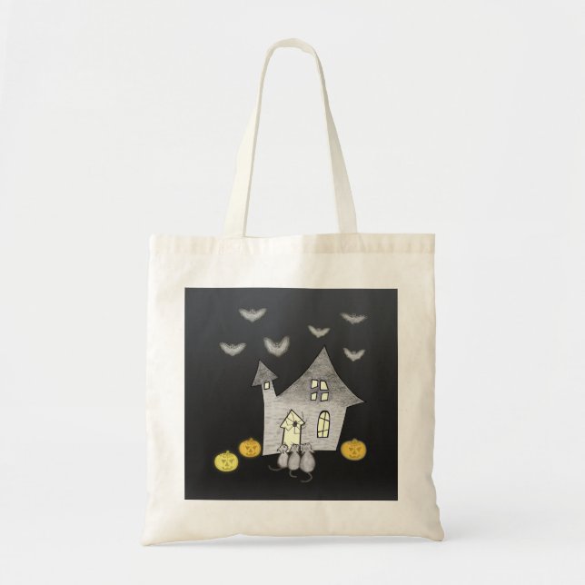 Halloween House, Svarta katter, Fladdermus, Pumpki Tygkasse (Framsidan)