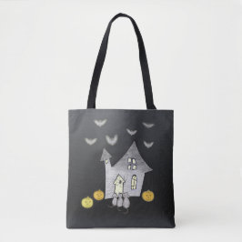 Halloween House, Svarta katter, Fladdermus, Pumpki Tygkasse