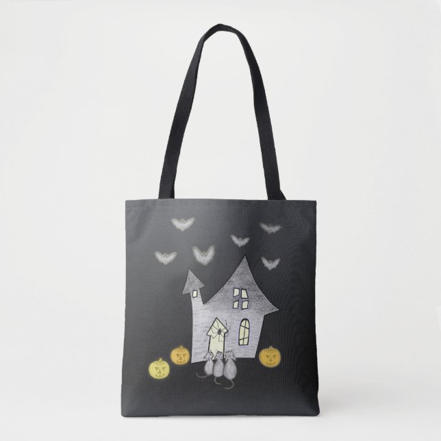 Halloween House, Svarta katter, Fladdermus, Pumpki Tygkasse (Framsida)