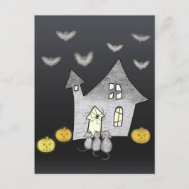 Halloween House, Svarta katter, Fladdermus, Pumpki Vykort