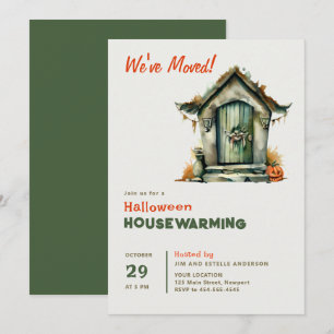 Halloween House Warming Monster Gräver Watercolor Inbjudningar