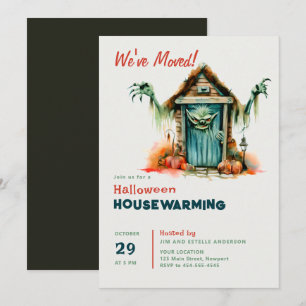 Halloween House Warming Monster Home Gräver lustig Inbjudningar