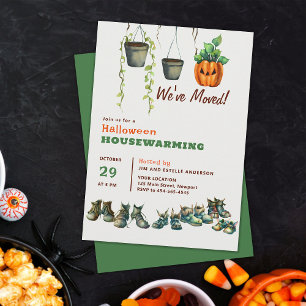 Halloween House Warming Monster Shoes Plants Funy Inbjudningar