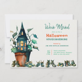 Halloween House Warming Ny adress Shoes Plant Inbjudningar
