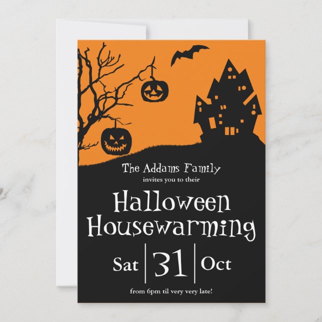 Halloween Houseuppvärmning Party och Nya adress Meddelande (Framsida)