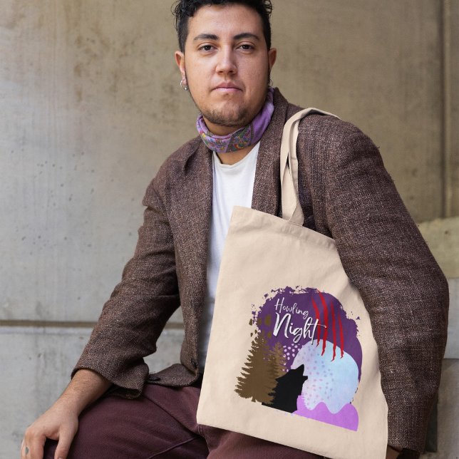 Halloween Howling Natt under skuggan Tygkasse (Halloween Howling Night Beneath the Shadow Tote Bag cover from The Beekeeper Store)