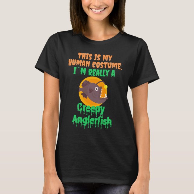 Halloween Human Costum Creepy Anglerfish Sea Creat T Shirt (Framsida)