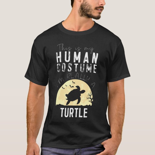 Halloween Human Costume Turtle Creepy Horror T Shirt (Framsida)