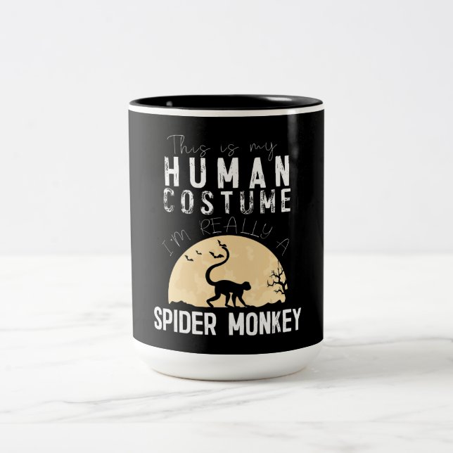 Halloween Human Spider Monkey Creepy Horror Två-Tonad Mugg (Center)