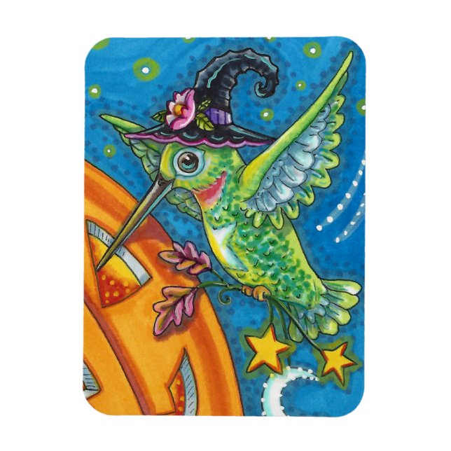 HALLOWEEN HUMINGBIRD & JACK O LANTERN STOLLIG MAGN MAGNET (Vertikal)