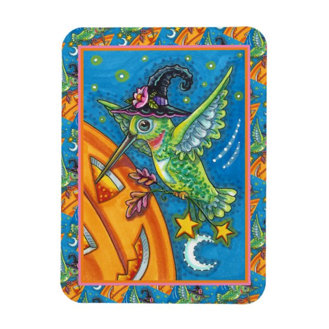 HALLOWEEN HUMINGBIRD & JACK O LANTERN STOLLIG MAGNET (Vertikal)