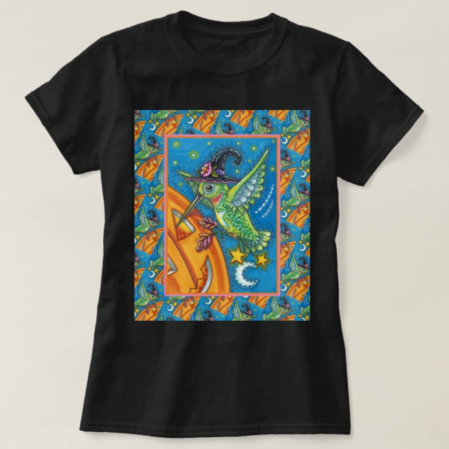 HALLOWEEN HUMINGBIRD & JACK O LANTERN STOLLIG T SHIRT (Design framsida)