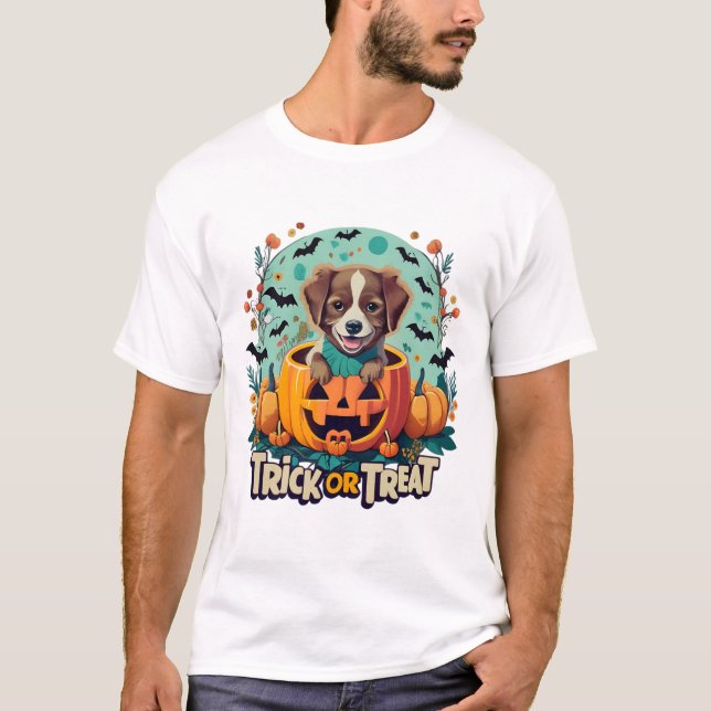 Halloween Hund 1 T Shirt (Framsida)
