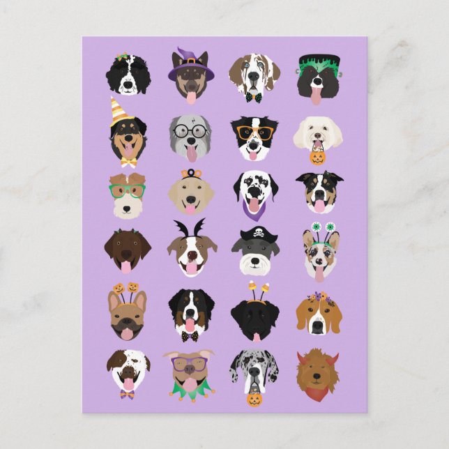 Halloween Hund Ansikte Vykort (Framsida)