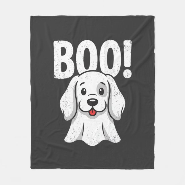 Halloween Hund Boo Söt Valp Spökdesign Fleecefilt (Framsidan)