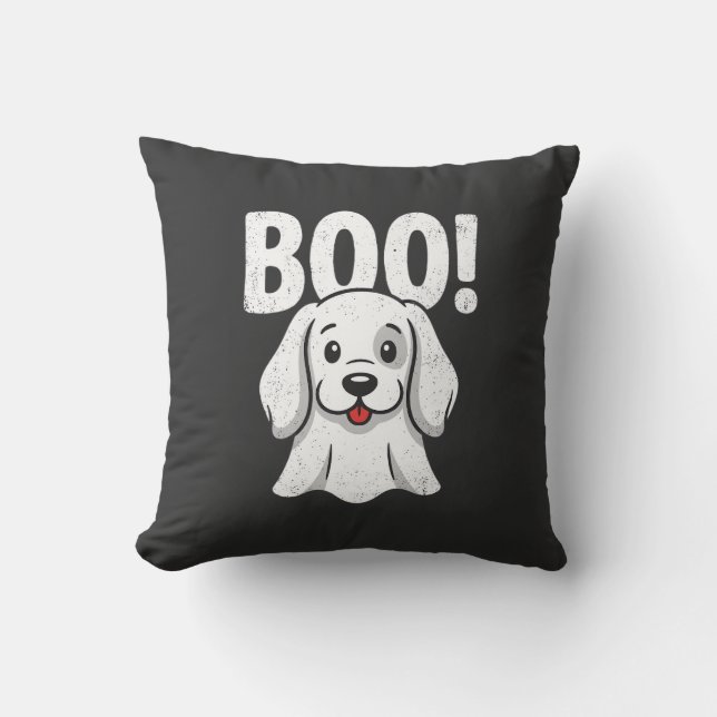 Halloween Hund Boo Söt Valp Spökdesign Kudde (Framsida)