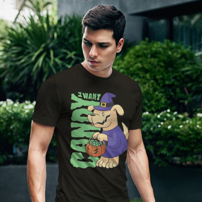 Halloween Hund Candy Quote T Shirt (Skapare uppladdad)