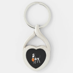 Halloween hund costume twisted heart silverfärgad nyckelring