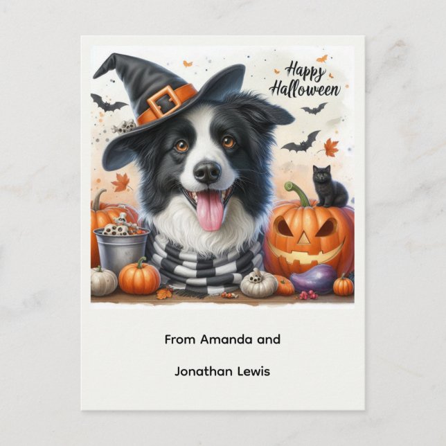 Halloween Hund Från Barns Semestergrußkort Helg Vykort (Framsida)