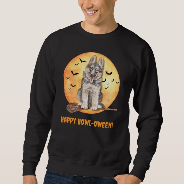 Halloween Hund German Shepherd Sweatshirt för mana (Framsida)